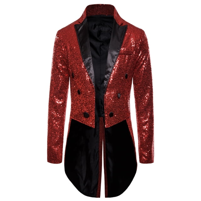 TheFound Complet pour Homme Paillettes Brillantes Col Rabattu Bal Queue-de-Pie Smoking