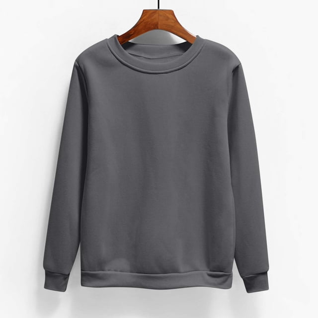 cllios Plus Size Tops for Women Basic Long Sleeve Round Neck Sweatshirts Solid Color Pullover 2024 Classic Tops Fall Winter Clothes