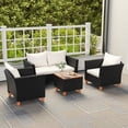 thumbnail image 1 of Gymax Ensemble de Conversation Extérieur 4 Pcs Chaises de Patio Rembourrées avec Table Basse de Rangement, 1 of 7