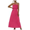 thumbnail image 2 of Gspmoly Robe pour Femmes, Robe Décontractée Sans Manches à Épaules Droites pour Femmes, Printemps et Été, Dos Ouvert, à Volants, Unie, Cadeaux de Vacances, Robes de Cocktail pour Femmes, 2 of 9