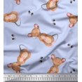 thumbnail image 1 of Soimoi Blue polyester Crepe Fabric Footprints & Mouse Kids Printed Craft Fabric by the Yard 42 Inch Wide, 1 of 5