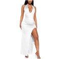 thumbnail image 2 of FcBaudy Robe Camis Sans Manches à Col en V, Robes d'Été pour Femmes, Robes pour Femmes Robe Unie à Col en V à Fente Haute Ajustée Longue Robe Femme Robe, 2 of 7