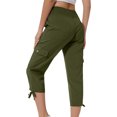 thumbnail image 2 of QATAINLAV Pantalon Capri pour Femme Pantalon de Randonnée Été Extérieur Athlétique Jogger Cargo Pantalon de Survêtement Uni Décontracté Athlétique Pantalon Court avec Poches Liquidation Vert Armée TG, 2 of 8
