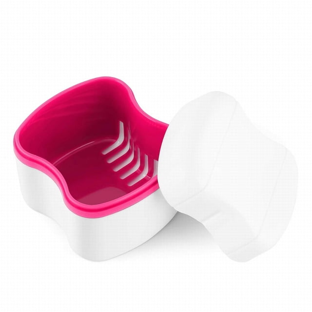Toothpaste Denture Cup Bath Box Case With Strainer Basket Retainer Case Soaking Container Denture Cleaning Cup For Upper And Lower(Light Green), Tooth care for Women