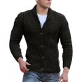 thumbnail image 3 of Mens Cable Knit Cardigan Sweater Shawl Collar Loose Fit Long Sleeve Casual Cardigans, 3 of 5