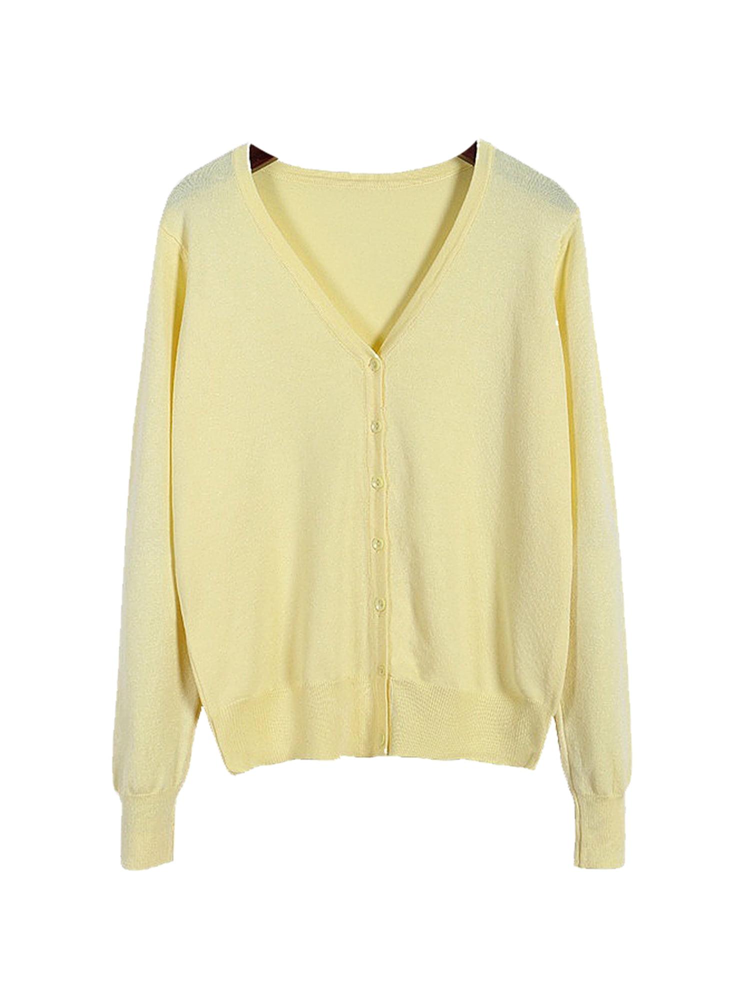 Innerwin Cardigan Sweater V Neck Ladies Coat Fall Solid Color Loose Outwear Beige 4XL