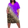 thumbnail image 2 of Fshaion Robe d'Été pour Femmes 2024 Robe Grande Taille pour Col en V Décontractée Robes d'Été Poche Genou Manches Courtes avec Poches Liquidation à Moins de 10!, 2 of 5