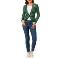 thumbnail image 3 of INSPIRE CHIC Blazer Fin à Rayures pour Femme à Revers Cranté Décoré de Boutons L Vert, 3 of 7