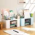 thumbnail image 3 of Multifunctional Desk Organizer Pen Holder - Efficient Space Saving, 7 Compartments, Plastic Office Organizer with, 3 of 7