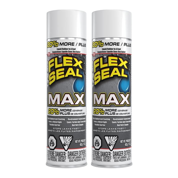 Flex Seal MAX Spray Rubber Sealant Coating,  White, 17 oz. (482 g) – 2 PACK