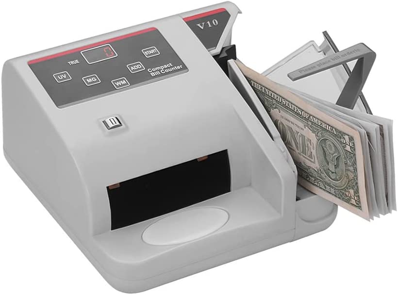 Mini Compteur d'Argent Portable, Machine Mondiale de Comptage de Billets de Banque et d'Argent, avec Détection de Contrefaçon UV/MG/WM, 600 Billets par