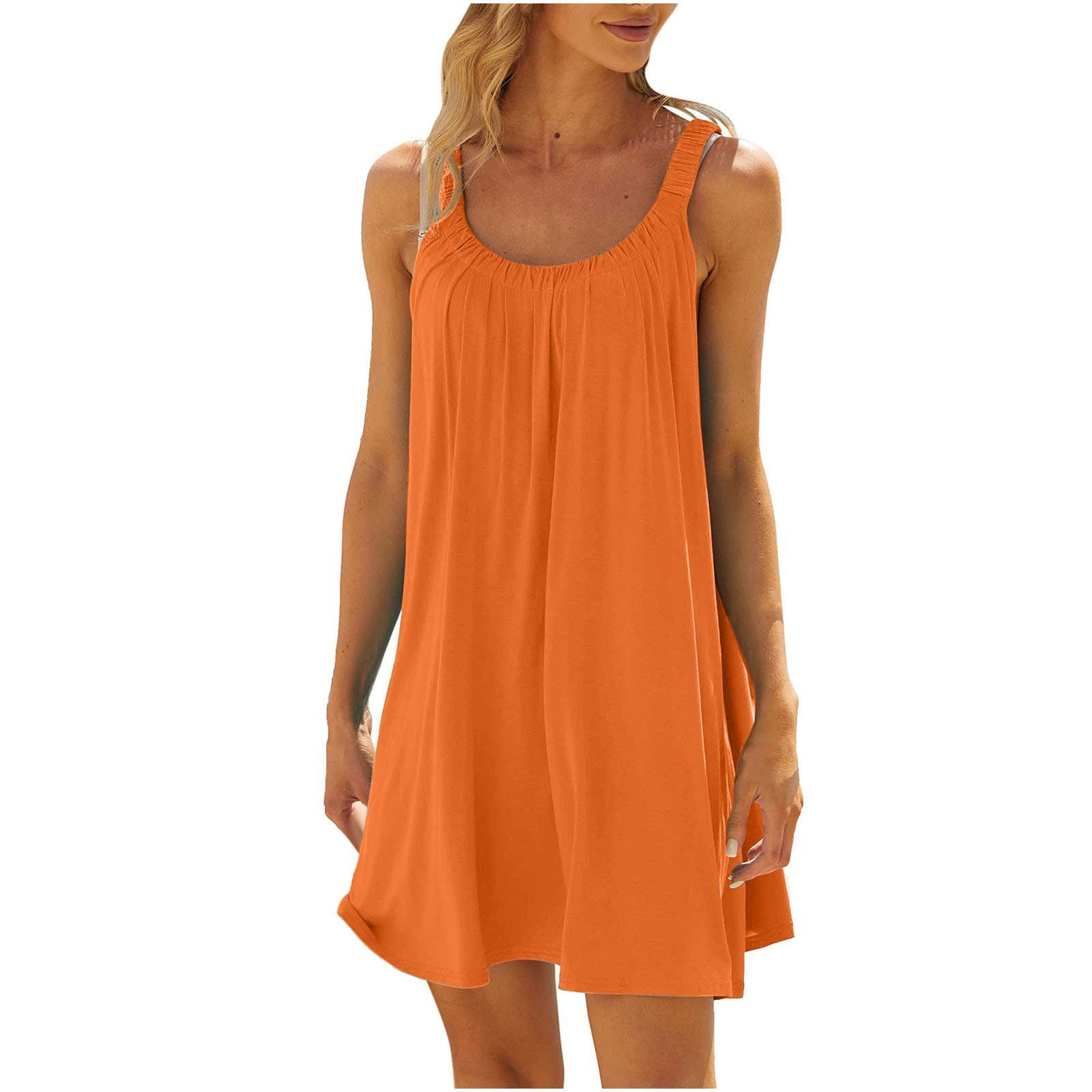 EQWLJWE Longue Robe pour Femmes Robe de Plage pour Femmes Paréo de Bikini Tenue de Plage Décontractée Vacances Courte Été Robes à Col Licou