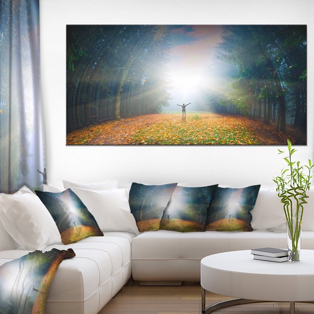 Men and Bright Sunlight Panorama - Landscape Canvas Art Print