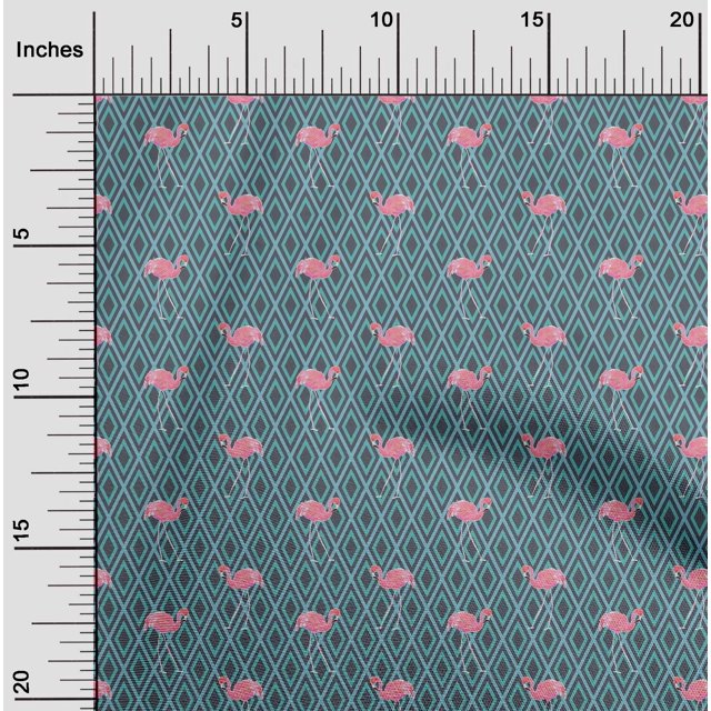 oneOone Viscose Jersey Fabric Geometric & Flamingo Bird Decor Fabric Printed BTY 60 Inch Wide