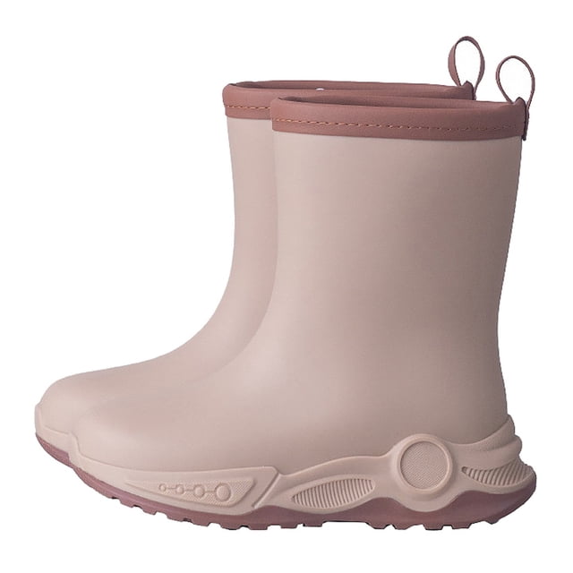 Gyexs Rain Boots for Toddlers Waterproof Solid Color Boots with Easy on Handles Waterproof Handles Easy on Rubber Lightweight Rainboot Brown, 4-5 Years