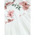 thumbnail image 4 of Kmbangi Robe Patchwork en Tulle à Imprimé Floral Manches Volantes Col Rond Ligne A pour Bébé Enfants Filles Été 1-5 Ans, 4 of 7