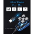 thumbnail image 4 of Electric Shavers for Men Bald Head Shaver LED Display 5-in-1 Faster-Charging 5D Floating Waterproof Electric Rotary Shaver with Clipper Nose Hair Facial Clean Waterproof, 4 of 7