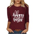 thumbnail image 1 of Dvkptbk Chemises pour Femmes Chic Décontracté Joyeuses Pâques Hauts Graphiques Mode Décontracté Col Rond Manche Trois Quarts T-Shirt Haut, 1 of 3
