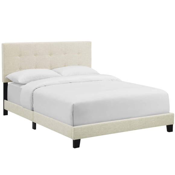 Modway Amira Lit Grand Moderne Rembourré en Tissu de Polyester Beige