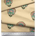 thumbnail image 2 of Soimoi Polyester Crepe Fabric Leaves & Floral Block Print Sewing Fabric Yard 42 Inch Wide, 2 of 3