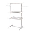 thumbnail image 1 of HOMCOM Séchoir à Vêtements à 3 Niveaux, Étendoir à Linge en Acier Inoxydable avec 2 Ailes Latérales et 6 Roulettes, Séchoir à Vêtements Pliable et Ajustable pour Intérieur Extérieur, 1 of 9