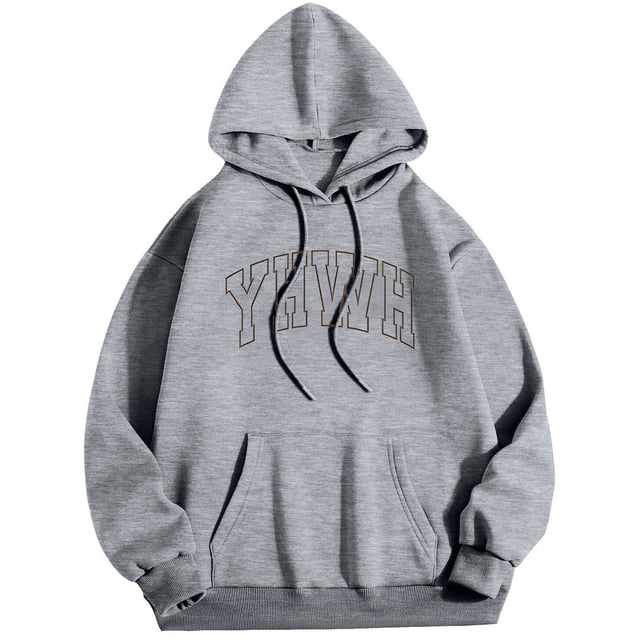 MIASHUI Men's Basic Pullover Hoodie with Front Pocket and Adjustable Drawstring, Comfortable Casual Wear for Everyday Use Grey,L