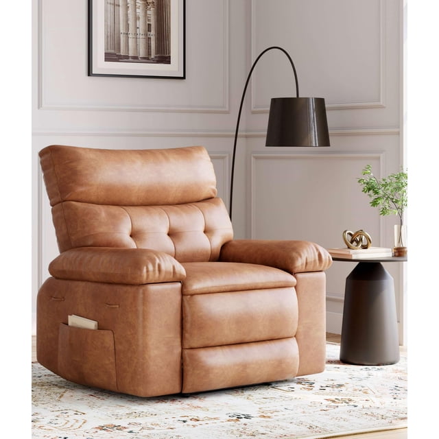 Fauteuil Inclinable Surdimensionné, Fauteuils Inclinables Manuels pour Adultes, Petit Fauteuil Inclinable en Cuir PU pour Petit Espace, VR, Réglable 90° - 150°, Fauteuil Simple de Style Lazy Boy