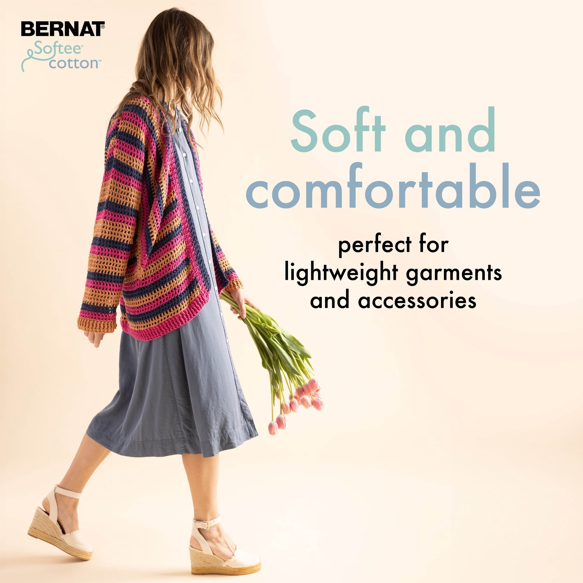 Bernat® Fil Softee® Cotton™, Mélange de Coton #3 Léger, 4,2 Oz/120 G