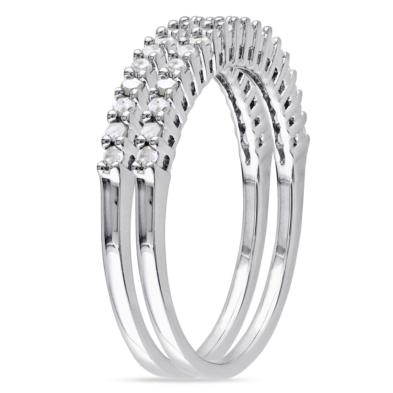 Ensemble 2 pièces de bagues d'anniversaires Miabella avec diamants 1/3 CT poids total en argent sterling