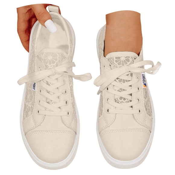 Women's Lace Low Top Fashion Sneakers Breathable Casual Walking Flats Lace up Canvas Tennis Shoes Black White
