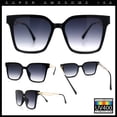 thumbnail image 2 of Womens Luxury Designer Inset Lens Metal Arm Horn Rim Plastic Fashion Sunglasses Black - Smoke, 2 of 7