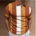 thumbnail image 2 of KIHOUT Chemises d'Été pour Hommes, T-shirt à Manches Courtes Zippé Imprimé Col Rabattu Ample Orange 2TG, 2 of 4