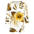 thumbnail image 5 of Tnhcen Chemises Décontractées à Manches 3/4 Imprimé Hawaïen pour Femmes Automne Col Rond - Tops Tropicaux Amicals Grande Taille P-3TG, 5 of 5