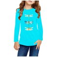 thumbnail image 1 of RXIRUCGD Chemises à Manches Longues pour Filles, Col Rond Mignon, Blouses Décontractées Élégantes (Bleu Clair, Taille:9 Ans), 1 of 5