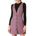 thumbnail image 1 of INSPIRE CHIC Women's Overall Suspender Check Houndstooth Pinafore Dress, 1 of 6