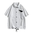 thumbnail image 4 of Birdeem Shirts for Men Mens Contrasting Colors Pocket Casual Fashion Lapel Collar Drawstring Hem Shorts, 4 of 9