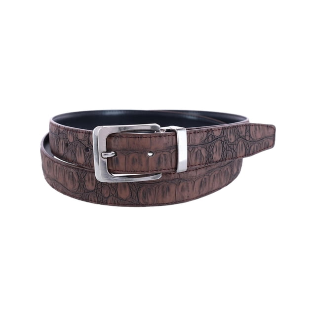 CTM® Ceinture à Boucle à Pince Réversible en Cuir Mat à Imprimé Croco