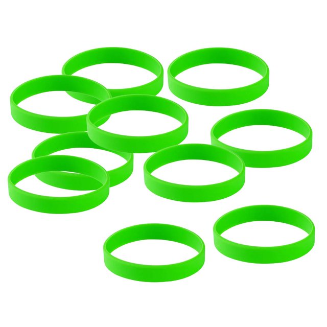 10 PCS/Pack Blank Silicone Wristbands Rubber Bracelet Green