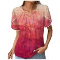 thumbnail image 2 of SMihono Hauts pour Femmes Été Chic Décontracté Mode Féminine Été Col Rond Loisirs Manches Courtes Imprimé Hauts T-shirt Oversize pour Femmes, 2 of 6
