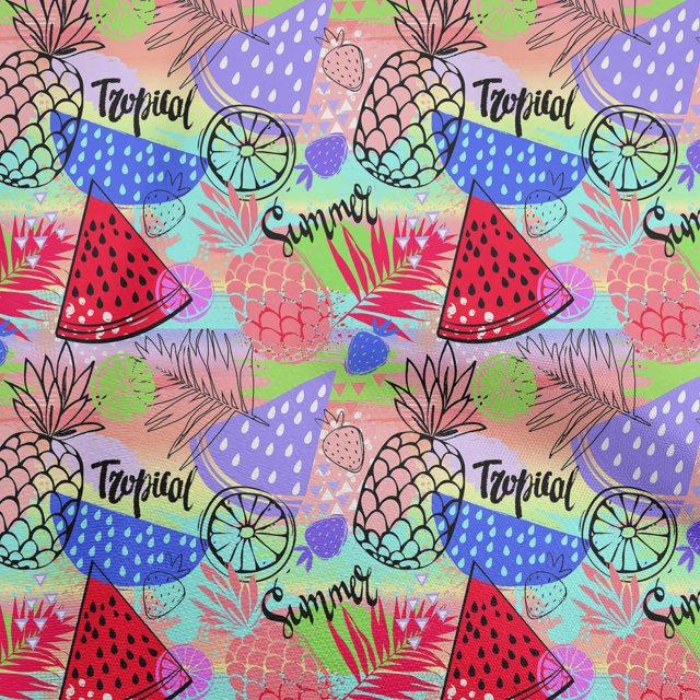 oneOone Georgette Viscose Red Fabric Tropical Fruits Craft Projects Decor Fabric Printed By The Yard 42 Inch Wide