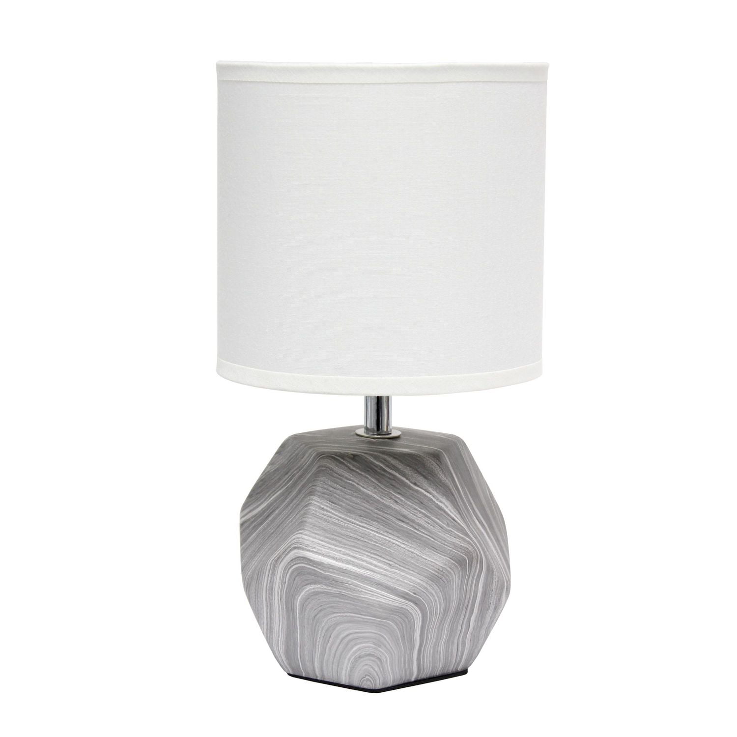 Mini lampe de table Prism ronde avec abat-jour en tissu blanc Simple Designs