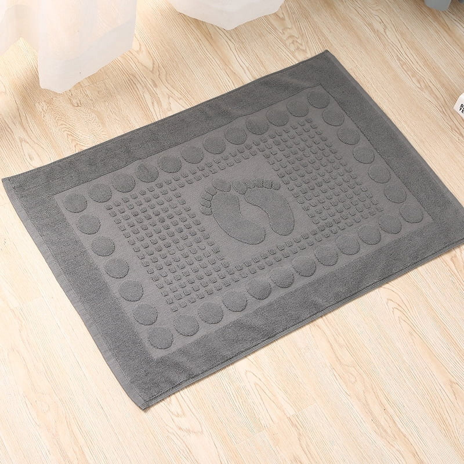 Nvzi Bath Mats [Not a Bathroom Rug] Cotton Banded Machine Washable Shower Bathroom Floor Towel Terry Towelling Tub Shower Bathroom Mat (Feet Grey)