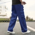 thumbnail image 2 of WRKEKC Casual Pants for Men Spring Fall Trendy Solid Color Drawstring Elastic Waist Long Pants for Daily Casual Gym Outings Dynamic Wear, 2 of 6