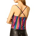 thumbnail image 3 of INSPIRE CHIC Camisole à Bretelles Spaghetti Métallisée Scintillante à Col Bénitier pour Femme Multicolore P, 3 of 6