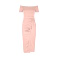 thumbnail image 4 of Gspmoly Robe d'Été, Robe Moulante Aguichant pour Femme à Épaules Dénudées, Unie, Taille Haute Fendue, Froncée, Soirée, Manches Courtes, Robes de Cocktail pour Femmes, Offres Prime, 4 of 6