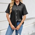 thumbnail image 4 of asjyhkr Womens Button down Shirts Short Sleeve Summer Causal Business Work Tops with Pockets Lightweight Comfy Soft Tees, 4 of 9