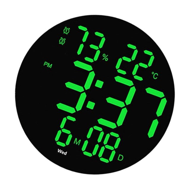 Wall Clock USB Powered Clock Digital Clock Digital Clock Temperature Clock for Living Room Green Light