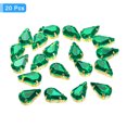 thumbnail image 3 of Unique Bargains 20Pack Teardrop Sew on Rhinestone - 8x5mm Glass Teardrop Crystal Rhinestones in Gold Prong Setting (Green), 3 of 7