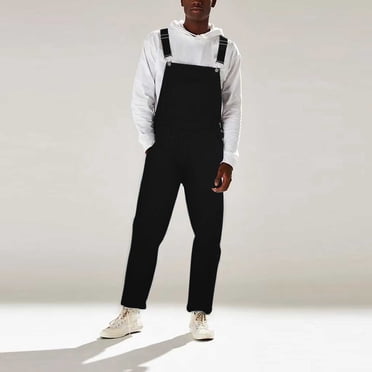 cllios Mens Bib Overalls Denim Big and Tall Adjustable Strap Practical Jeans Jumpsuits Breathable Pocket Overalls