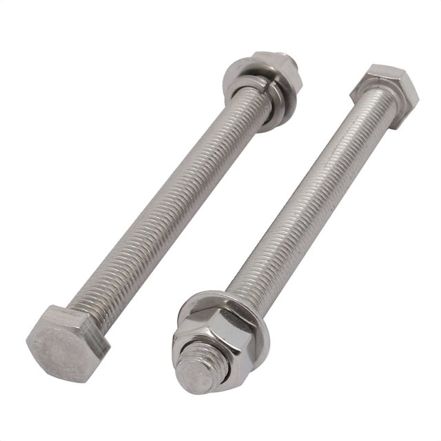 Unique Bargains 2 Set M12x140mm 304 Stainless Steel Hex Bolts w Nuts and Washers Assortment Kit